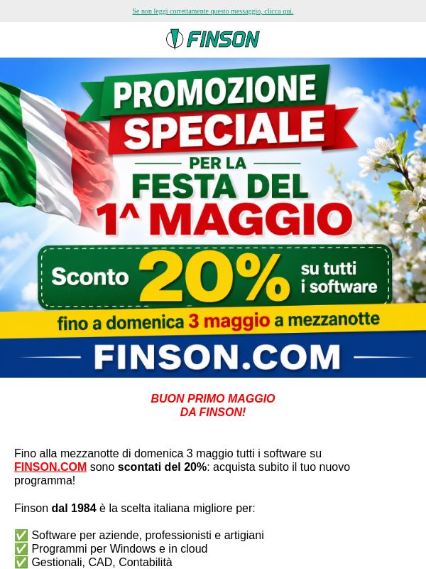 Promozione Festa 1^ maggio da Finson!