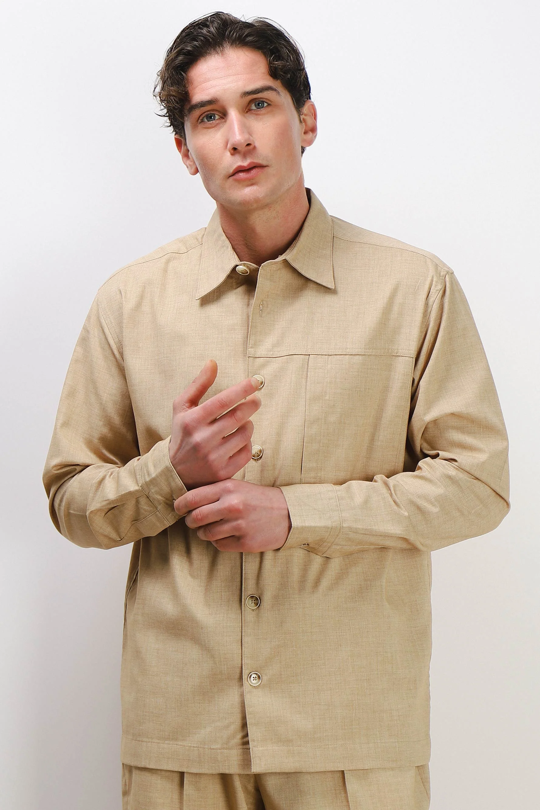 Image of OVERSHIRT EFFETTO LINO