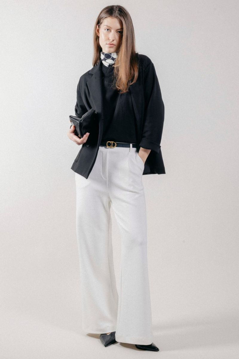 Pantalone Palazzo Loose Fit in Interlock White