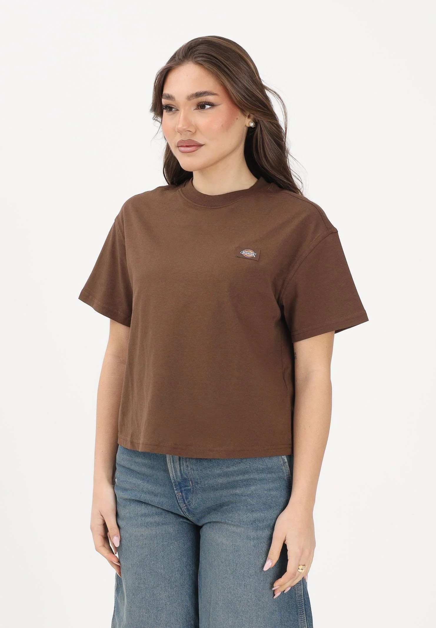 Image of DICKIES T-shirt a manica corta Oakport marrone da donna