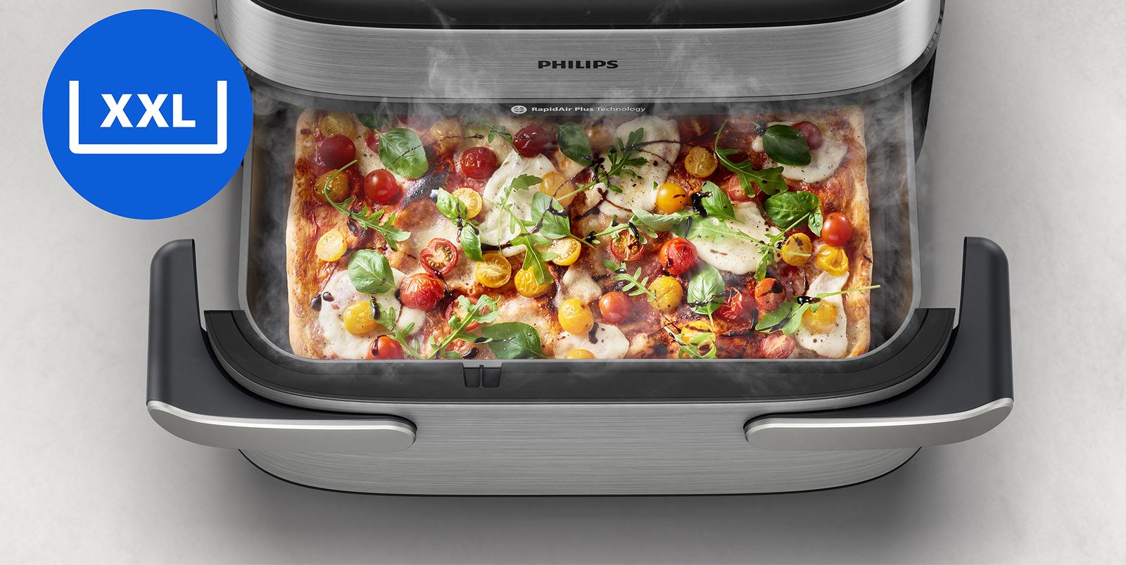 Combina frittura ad aria e cottura a vapore per trattenere l'umidità, aumentare la tenerezza e creare consistenze croccanti – succoso all'interno, dorato all'esterno. Perfetto per girelle alla cannella, pane, pollo e verdure.