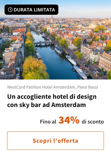 Un accogliente hotel di design con sky bar ad Amsterdam
