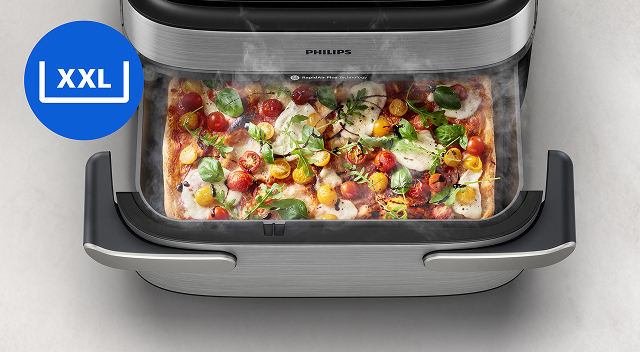 Combina frittura ad aria e cottura a vapore per trattenere l'umidità, aumentare la tenerezza e creare consistenze croccanti – succoso all'interno, dorato all'esterno. Perfetto per girelle alla cannella, pane, pollo e verdure.