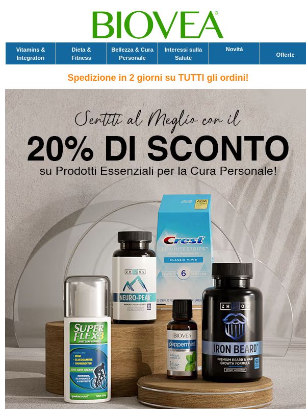 🌿Risparmi per il Benessere: 20% di Sconto su Prodotti Essenziali per la Cura Personale!