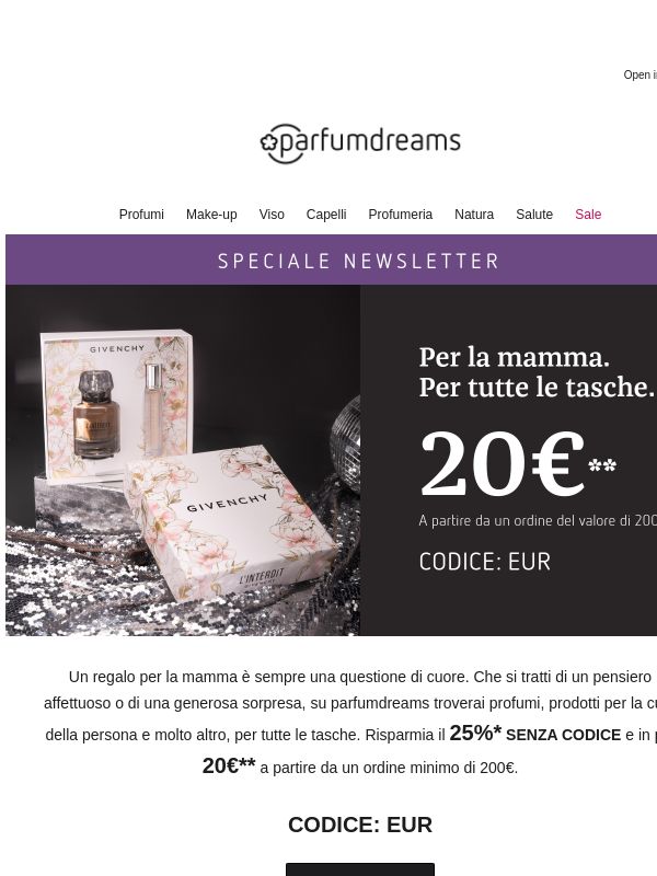 Risparmia il 25% + 20€ EXTRA 🎁
