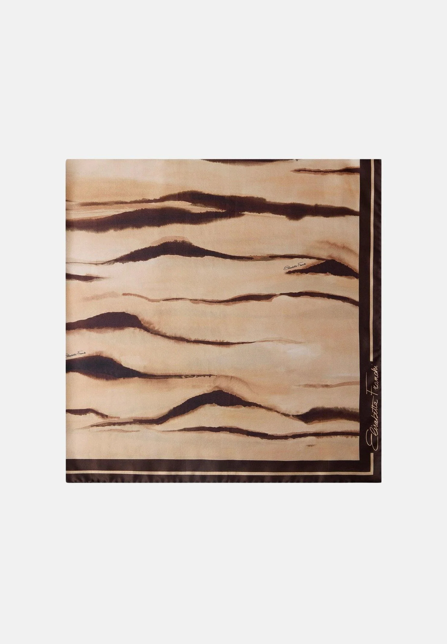 Image of ELISABETTA FRANCHI Foulard beige e marrone da donna con stampa tigre