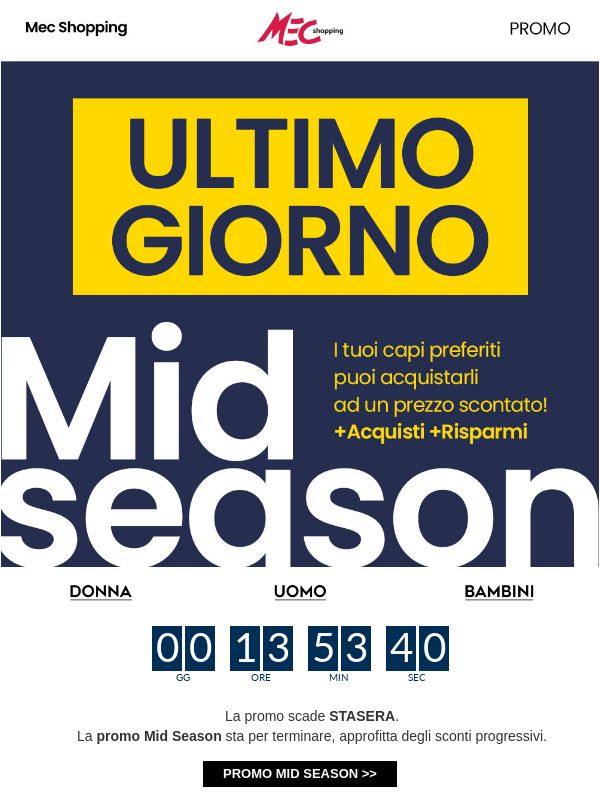 ⏳ Mid Season: scade STASERA!
