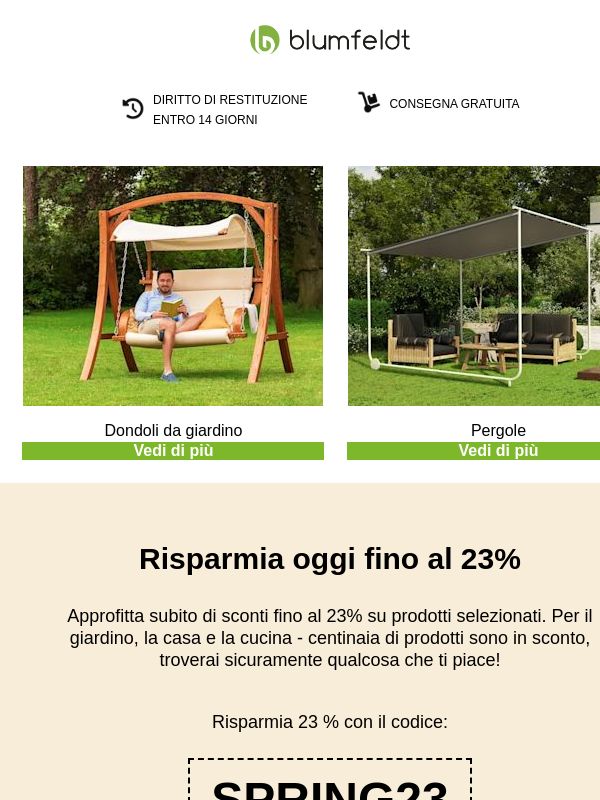 Le  offerte non dureranno: approfitta oggi degli sconti fino al 23% sui prodotti selezionati!