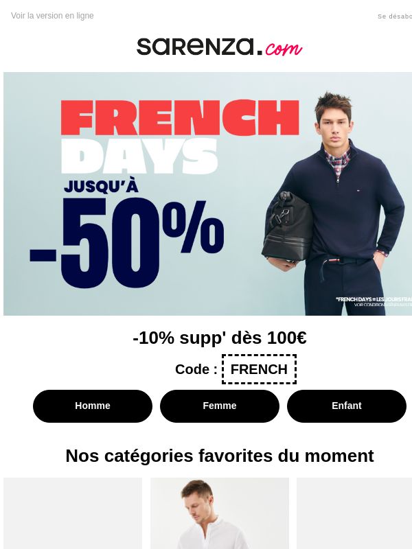 Plus que quelques jours ⏲️ Jusqu'à -50% & -10% supp' dès 100€ !