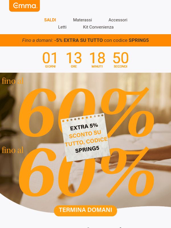 Sconti fino al 60% + extra 5% su tutto! 🤩
