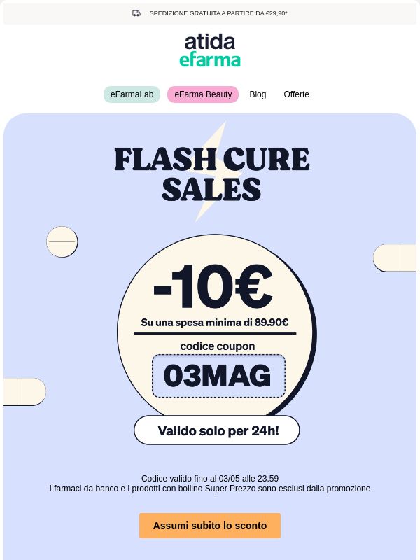 ⚡ Flash Cure Sales | -10€ di Sconto per te!