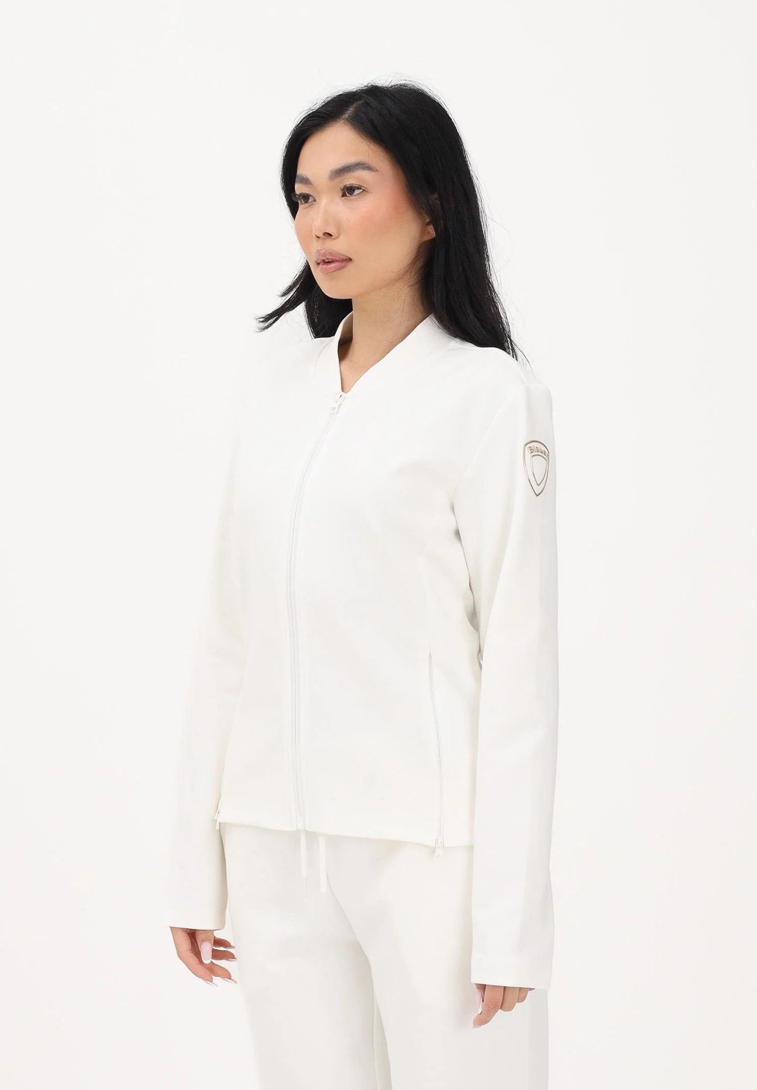 Image of BLAUER Felpa con zip VALENCIA bianca da donna