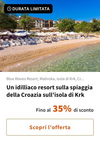 Un idilliaco resort sulla spiaggia della Croazia sull'isola di Krk
