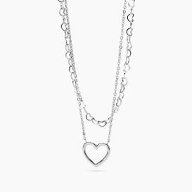 STYLE 64  Girocollo con catena cuori e catena rolò con cuore centrale