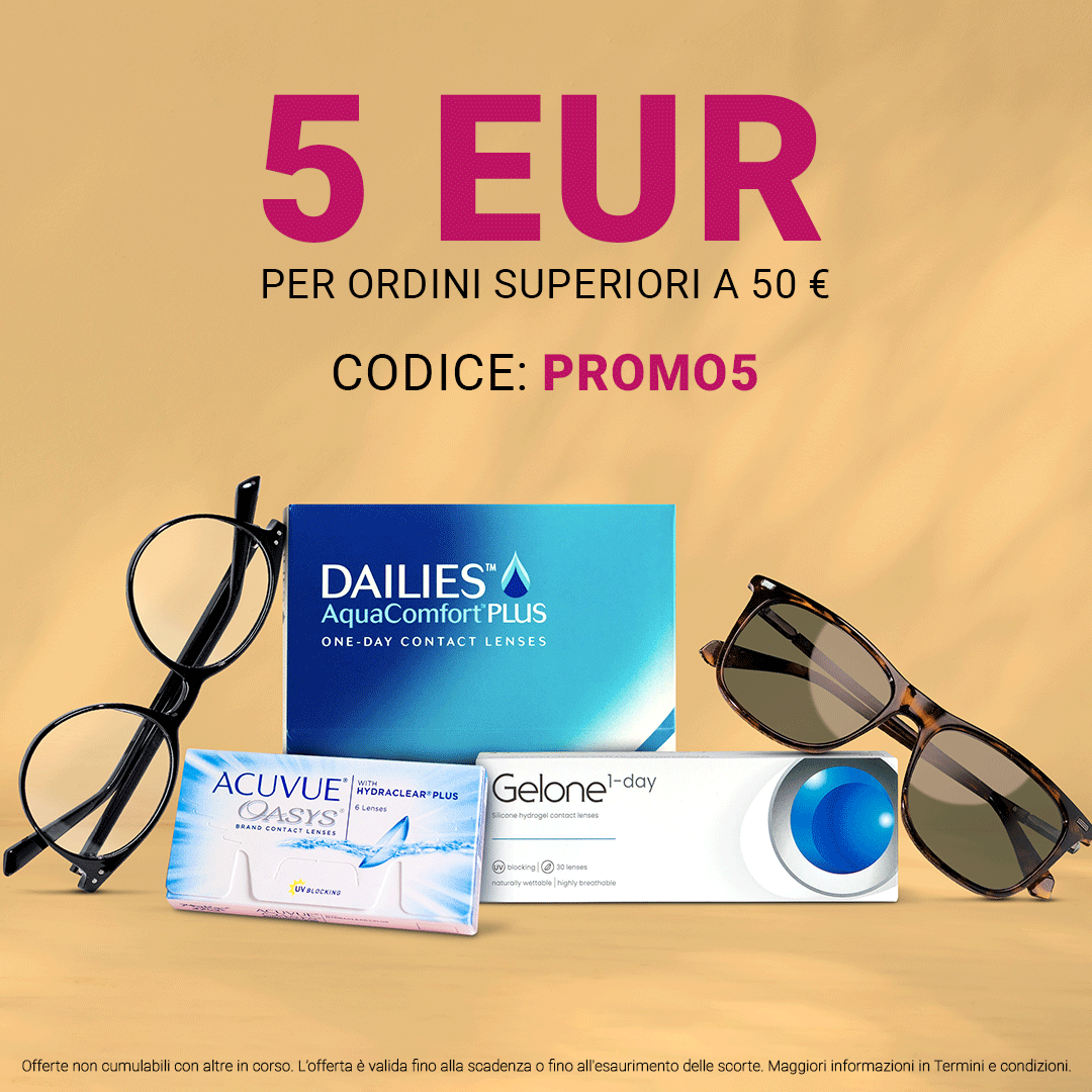 5 eur di sconto per ordini superiori a 50€. codice promo5
