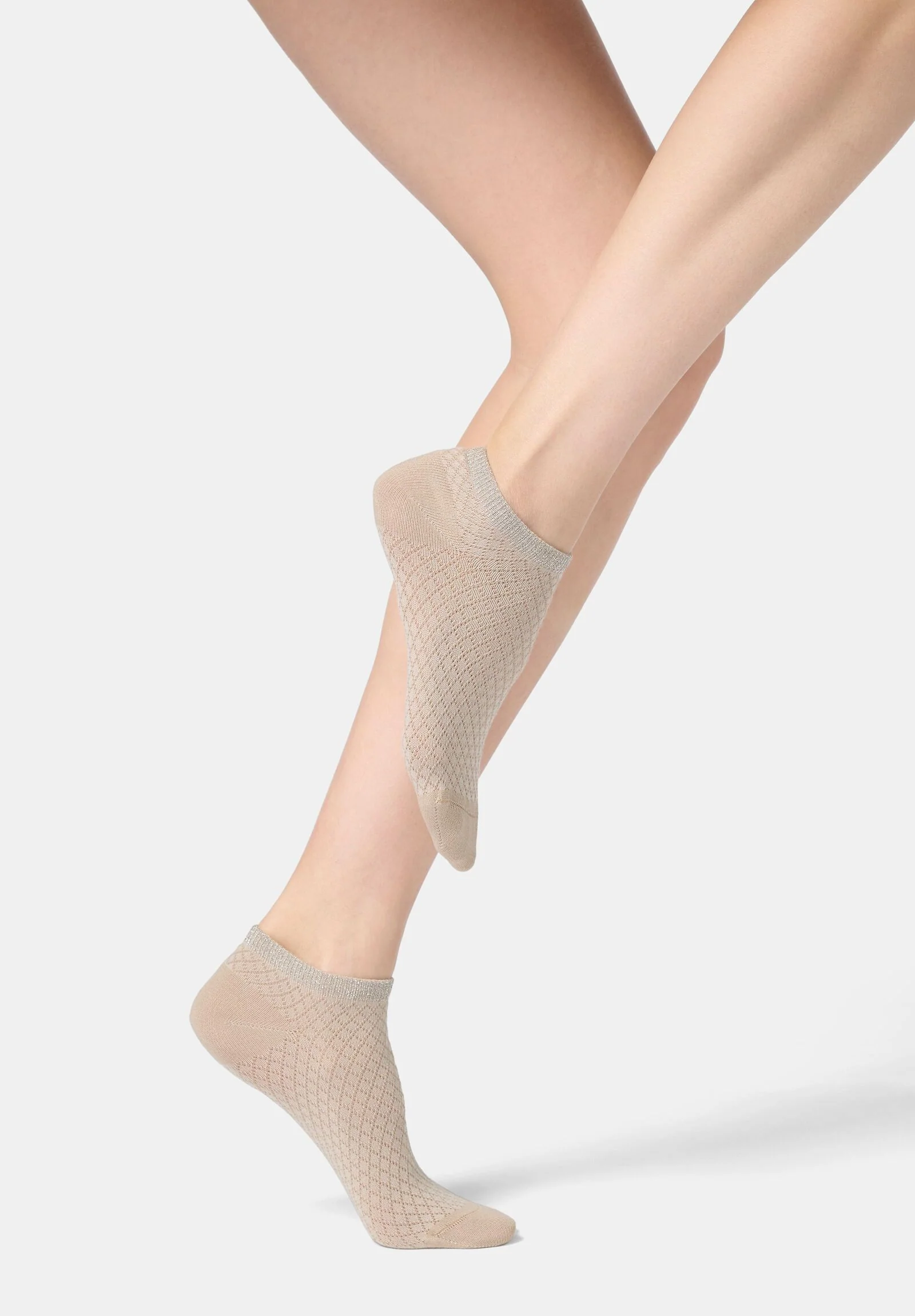 Image of Calzino Sneakers in Cotone con Motivo Jacquard Little Texture - Sabbia