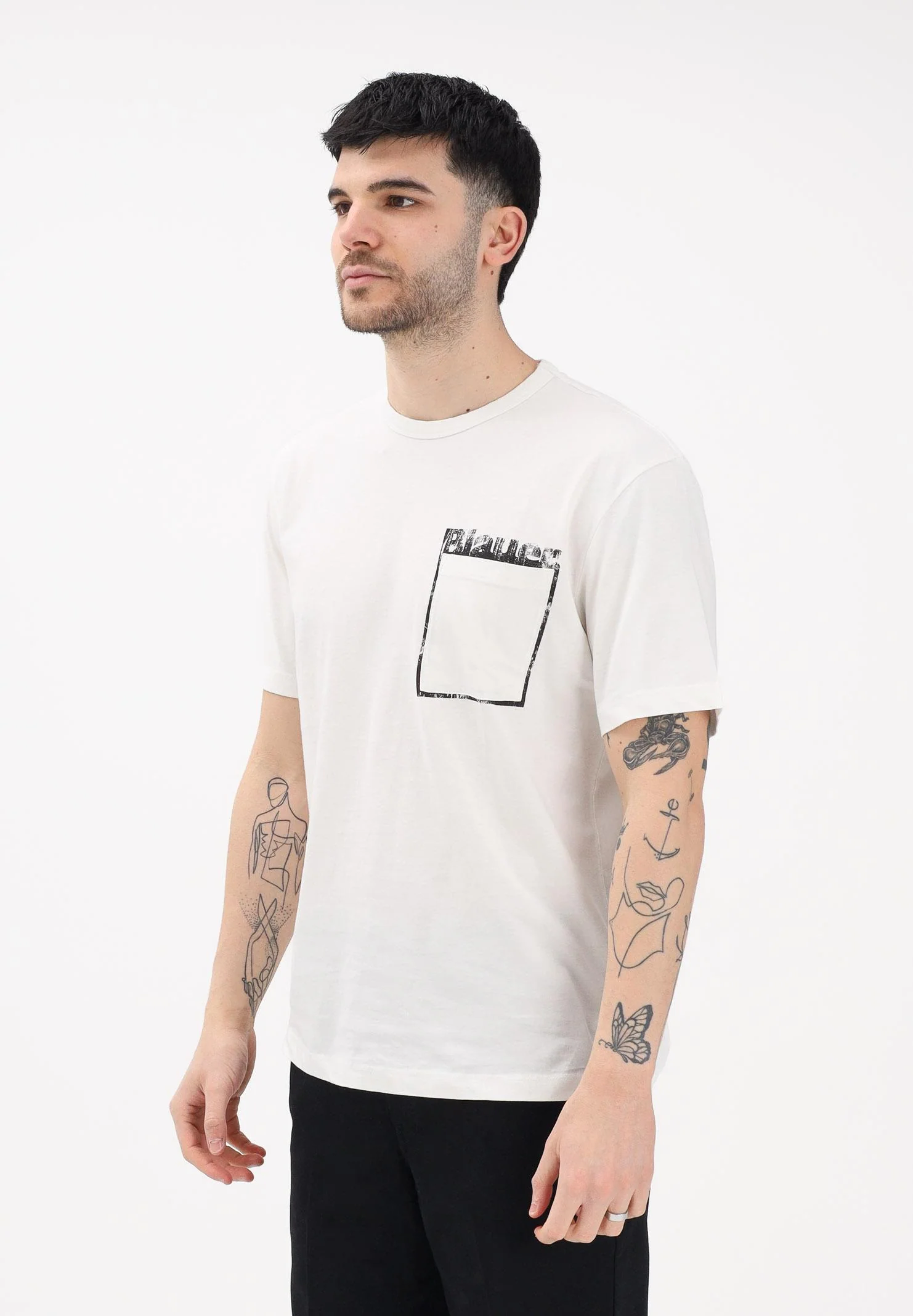 Image of BLAUER T-shirt a manica corta panna da uomo con stampa grafica