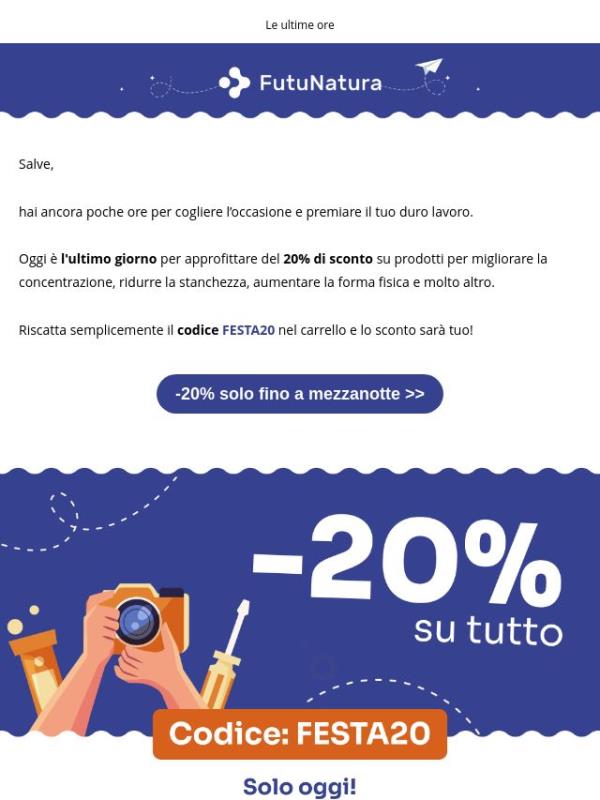 Acchiappa il -20% su tutto 🏁