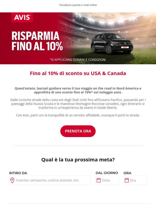 Guida negli USA e in Canada e risparmia fino al 10%