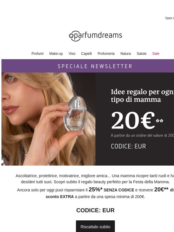 25% + 20€ EXTRA 💝 Idee regalo per la mamma
