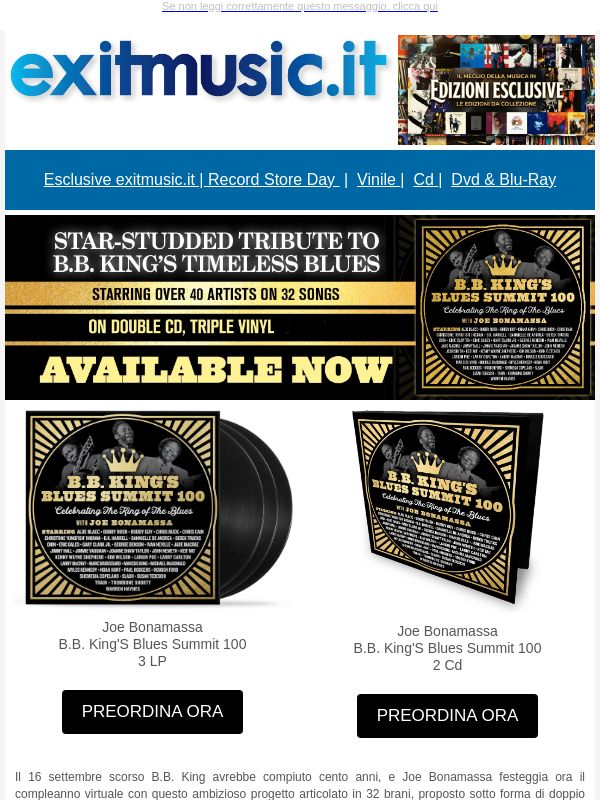 Joe Bonamassa 'B.B. King'S Blues Summit 100' @exitmusic.it ..Scopri Subito Il Nuovo Album !