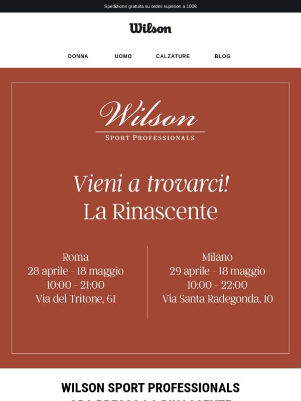 Un invito per te: pop-up Wilson presso La Rinascente