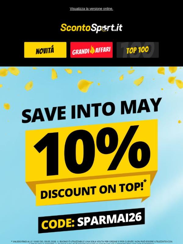 Sconto extra del 10 % per il 1° maggio 🤩 solo per te!