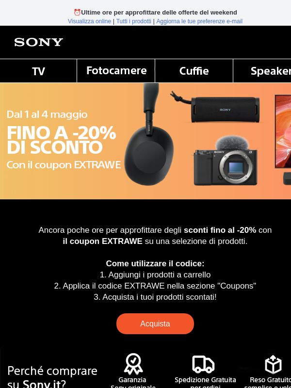 Ultimo giorno: sconti fino al -20% solo fino a oggi