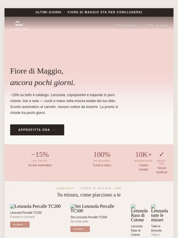 Tutto in Sconto del 15%! Scade tra pochi giorni.