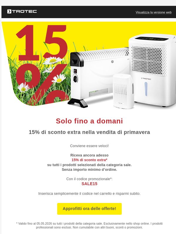 🌼 Solo altre 48 ore: 15% extra nel sale!