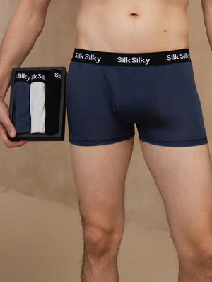 Image of 3 Pezzi Seta Pura Uomini Comfort Traspirante Boxer Brief Mutande
