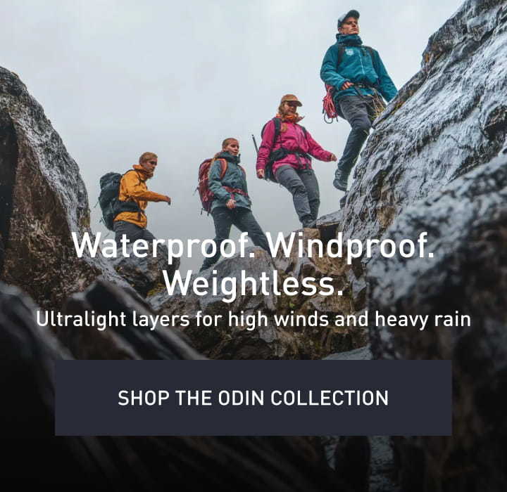 Waterproof. Windproof. Weightless. SHOP THE ODIN COLLECTION.
