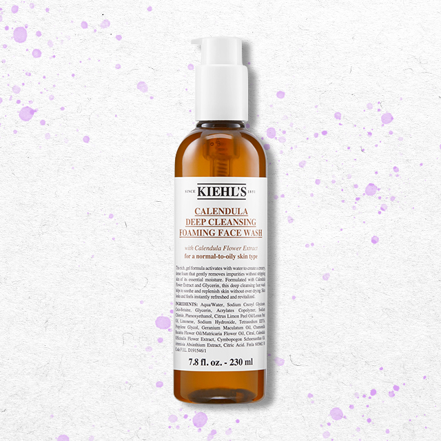 Kiehl's Calendula Deep Cleansing Foaming Face Wash, detergente  schiumogeno alla Calendula per pelli normali e grasse.
