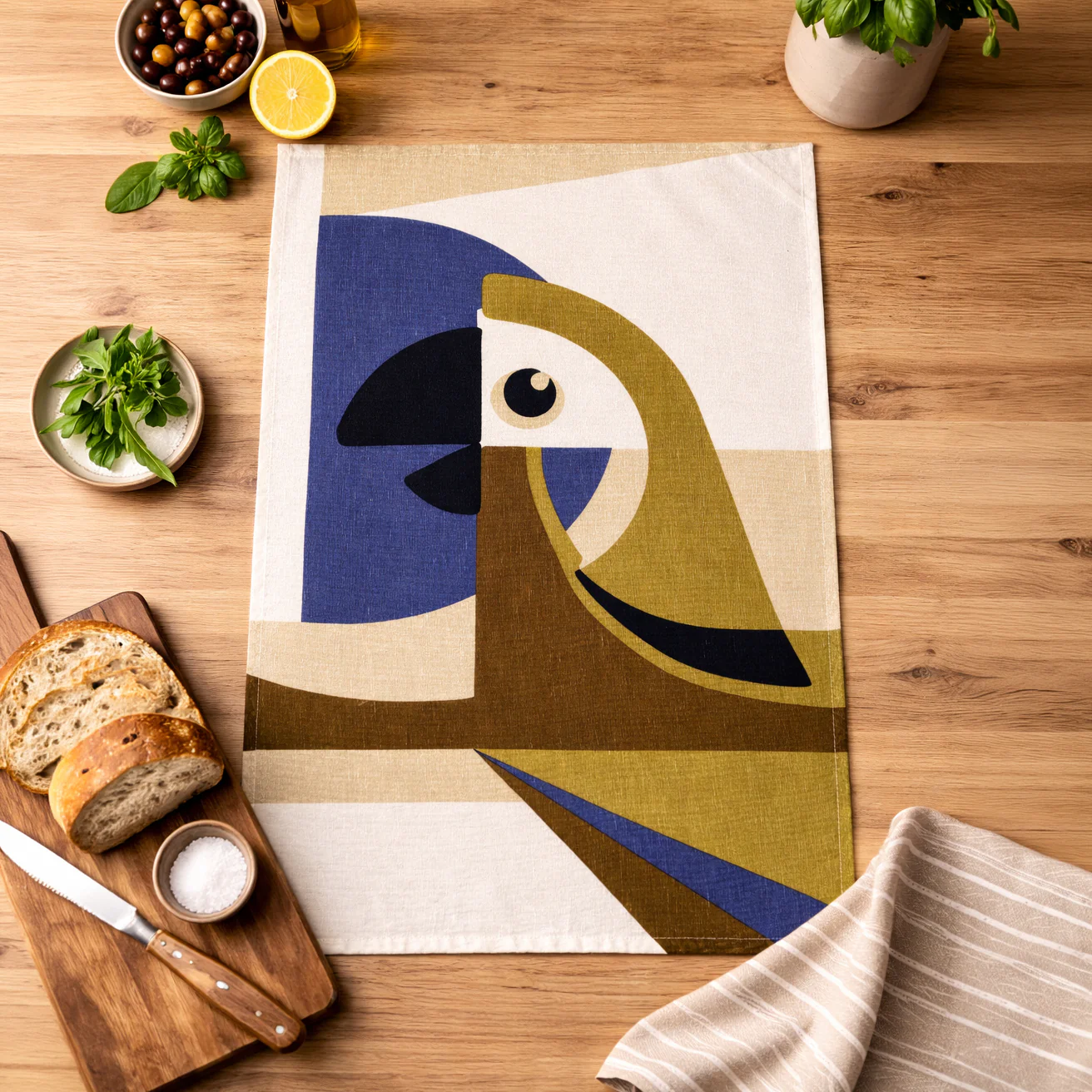 Image of Canovaccio in Lino e Cotone <br>Stampa Pappagallo - <b>Loro