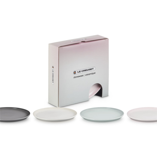 22 cm - Coupe Stoneware Dessert Plates - Set 4 Pcs - Multicolored