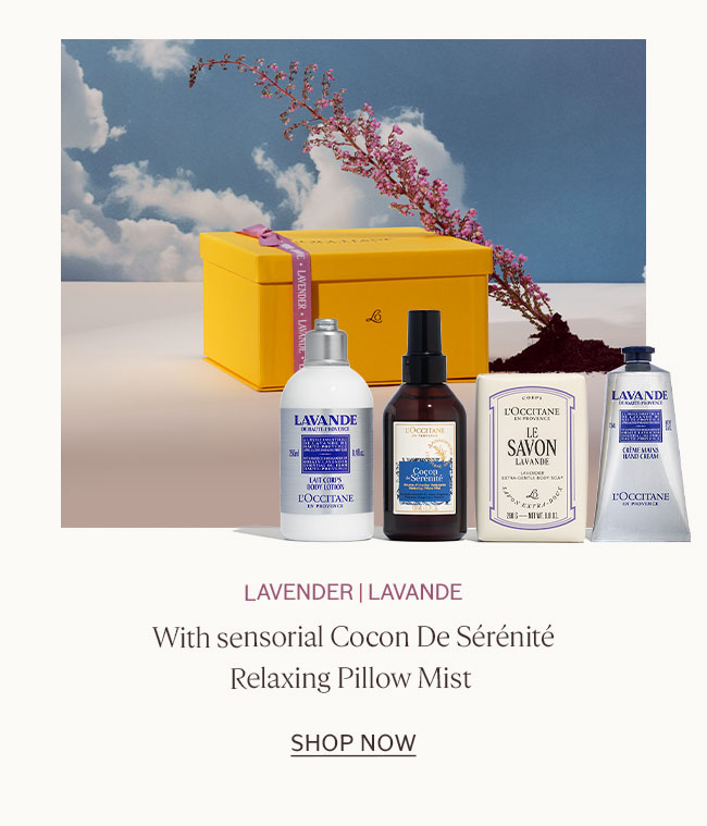 LAVENDER | LAVANDE | WITH SENSORIAL COCON DE SÉRÉNITÉ RELAXING PILLOW MIST  | SHOP NOW
