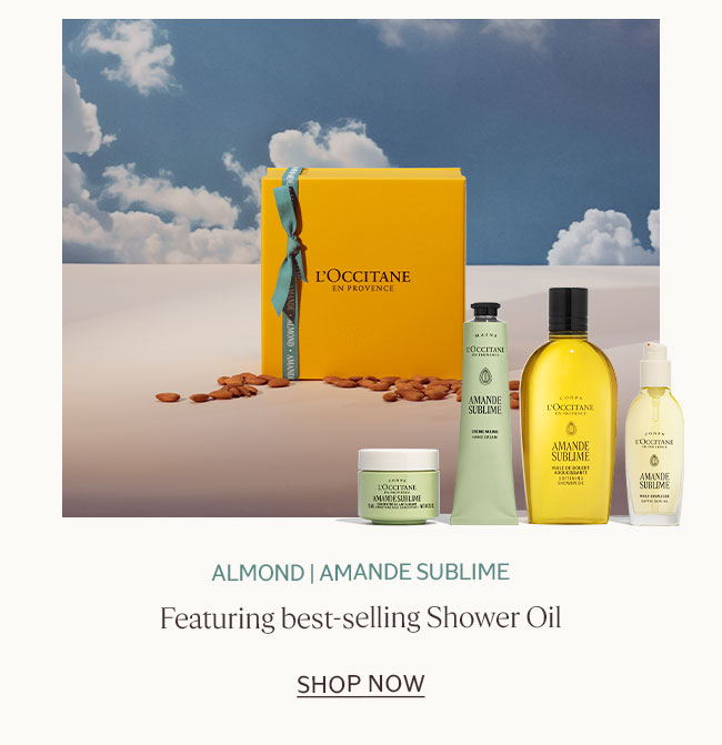ALMOND | AMANDE SUBLIME | FEATURING BEST-SELLING AMANDE SHOWER OIL | SHOP NOW