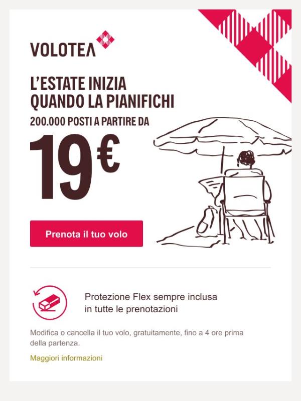 Vola da 19€ e avvicinati all’estate ☀️
