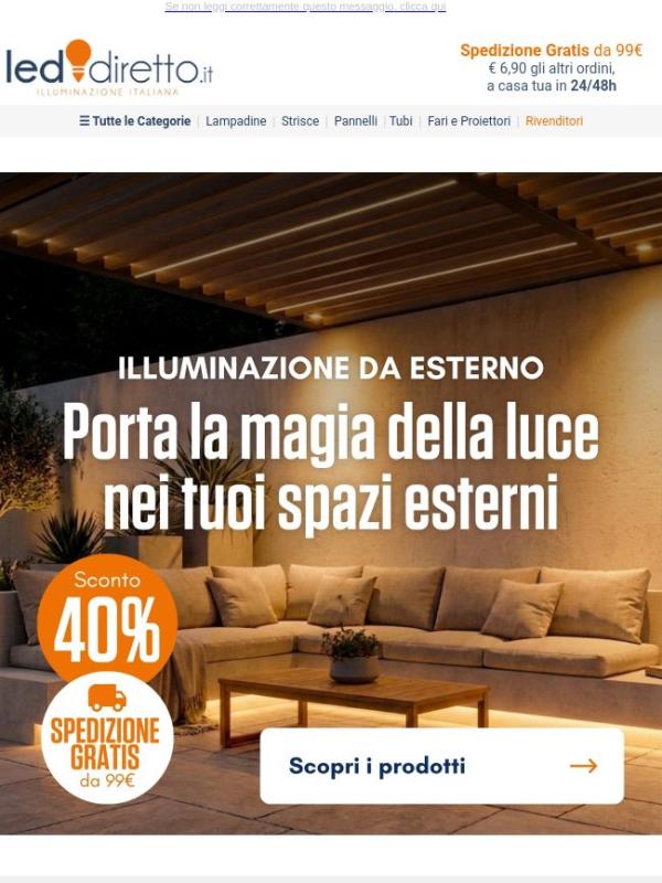 🏡Tutto sull'Illuminazione da Esterno: -40% e Spedizione Gratuita da 99€