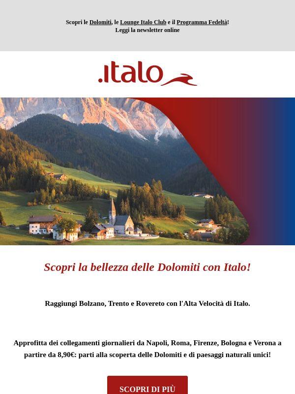 Le Dolomiti ti aspettano: viaggia con Italo da 8,90!