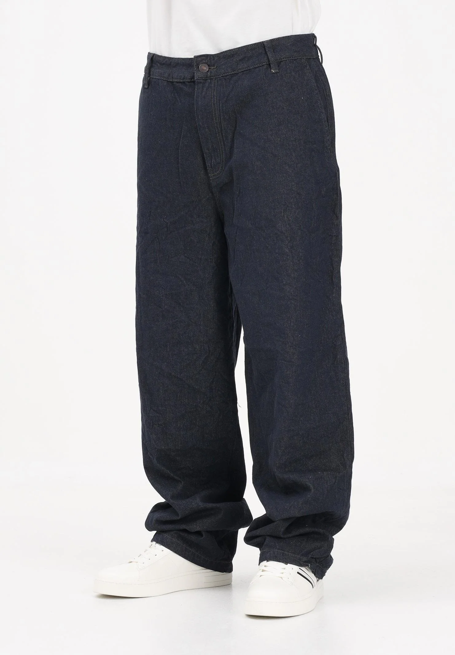 Image of ARMANI EXCHANGE Jeans in denim blu da uomo con tasca a contrasto