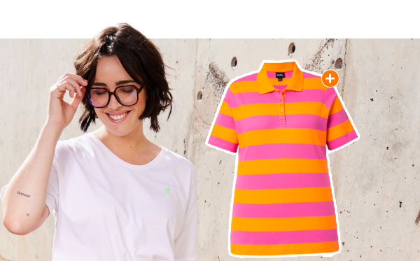 Maglia polo in cotone Pima con righe e mezze maniche
