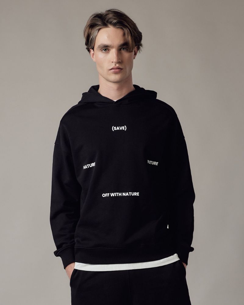Felpa con Cappuccio Loose Fit Black