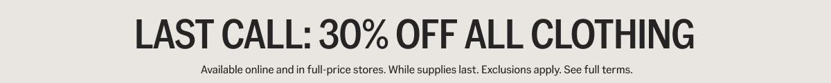 30% Off All Clothing