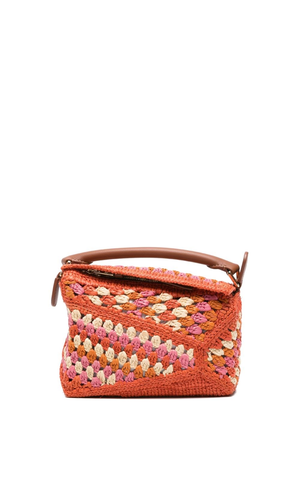 Puzzle Edge rafia mini handbag