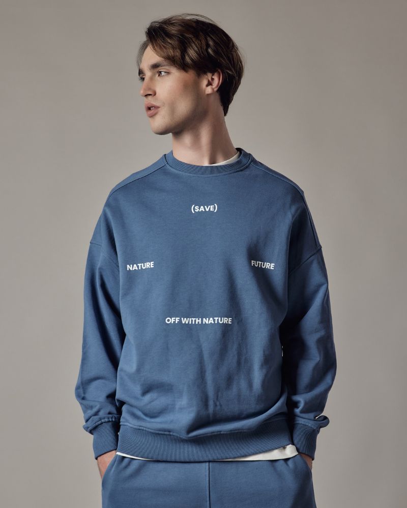 Felpa Girocollo Loose Fit Dusty Blue