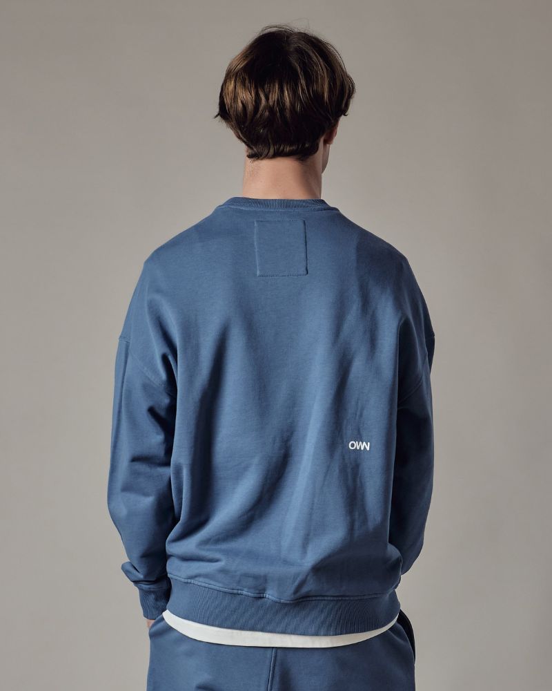 Felpa Girocollo Loose Fit Dusty Blue