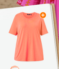 T-shirt dal taglio svasato con ricami, scollo a girocollo e mezze maniche