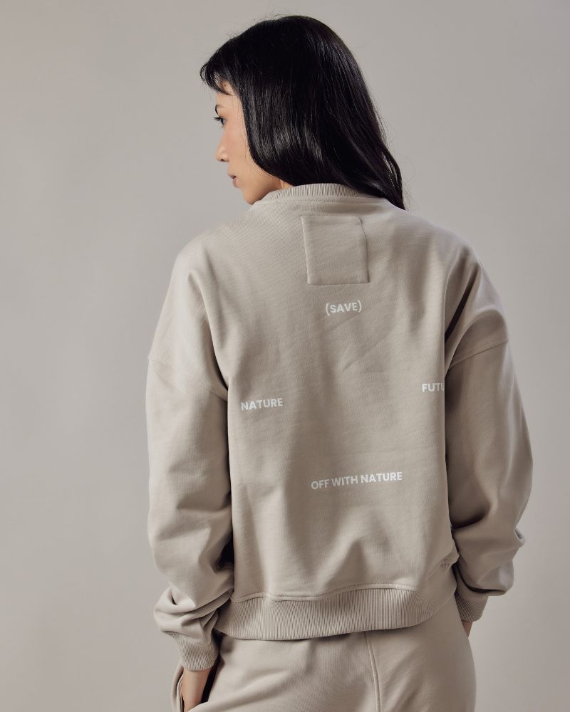 Felpa Girocollo Loose Fit Beige