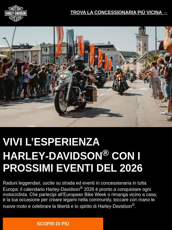 Gli eventi Harley-Davidson 2026 ti aspettano